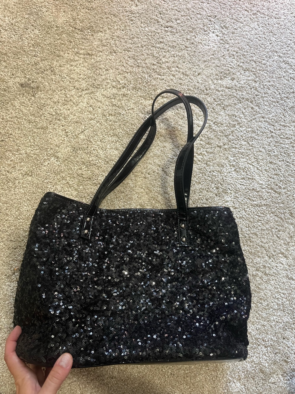 Nine West Black Sequin Tote with Double Straps